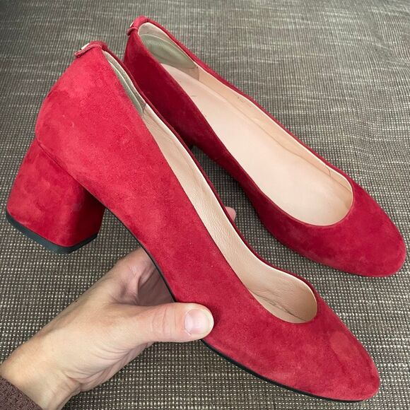 Kate Spade red suede block heel women’s shoe size 8.5 - Picture 1 of 15